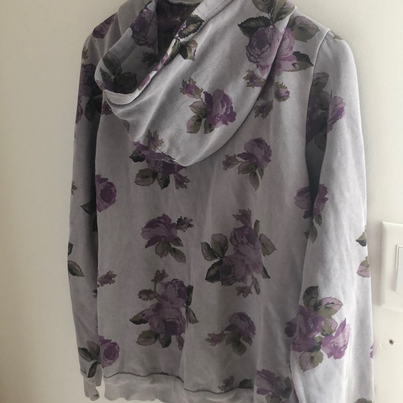 Large Grey and Purple Floral ZipUp Talula Hoodie - Picture 5 of 5